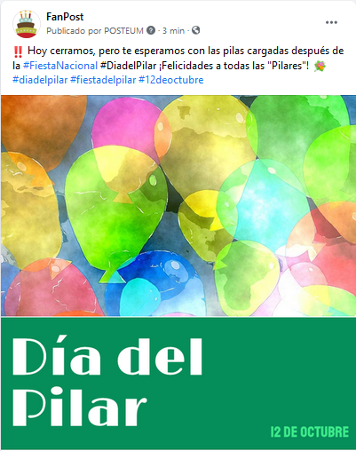 Fiesta del Pilar - Post Facebook peluquerías