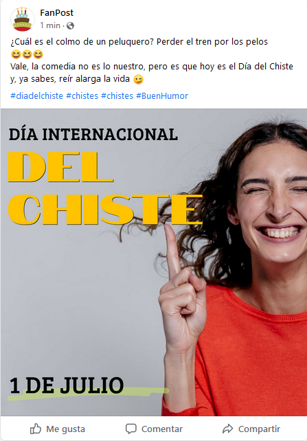 Día del Chiste en Facebook - Redes Sociales para Peluquerías 