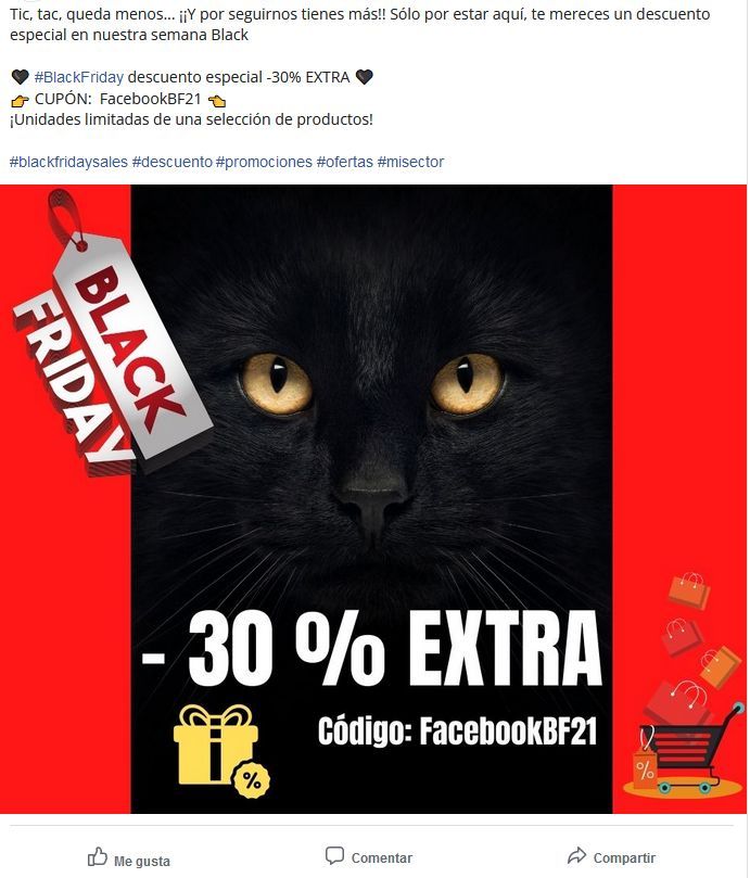 Ejemplo post Facebook Black Friday