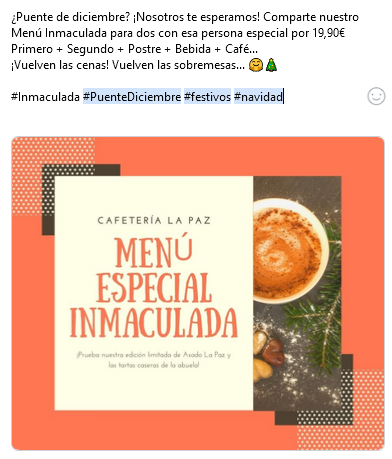 Promoción en Facebook por puente de diciembre