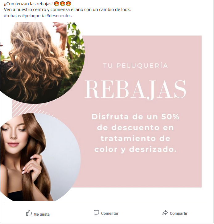 Rebajas Peluquería Redes Sociales