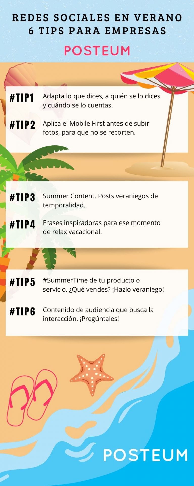 Infografía Qué publicar en redes sociales durante el verano