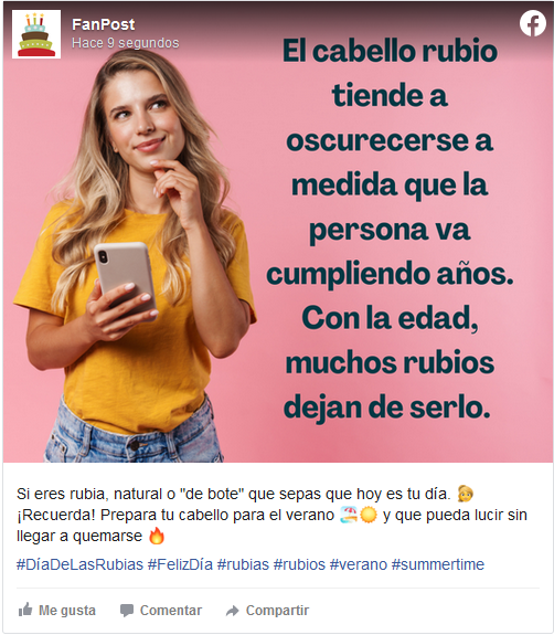 Día de las Rubias Facebook POSTEUM