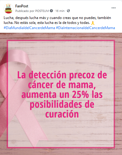 Día Mundial Contra el Cáncer de Mama - Post Facebook peluquería