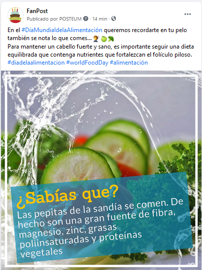 Día de la Alimentación - Post Facebook peluquería